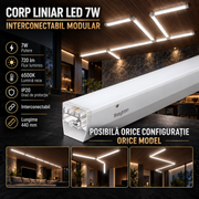 Corp LED Liniar HEGZA 7W Modular Interconectabil 6500K | IP20 | 44CM