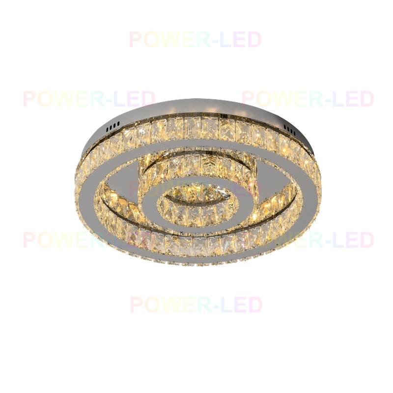 Lustra LED TWO CIRCLE Cristal Echivalent 500W Telecomanda