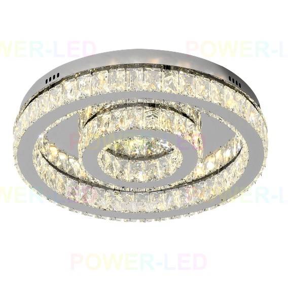 Lustra LED TWO CIRCLE Cristal Echivalent 500W Telecomanda