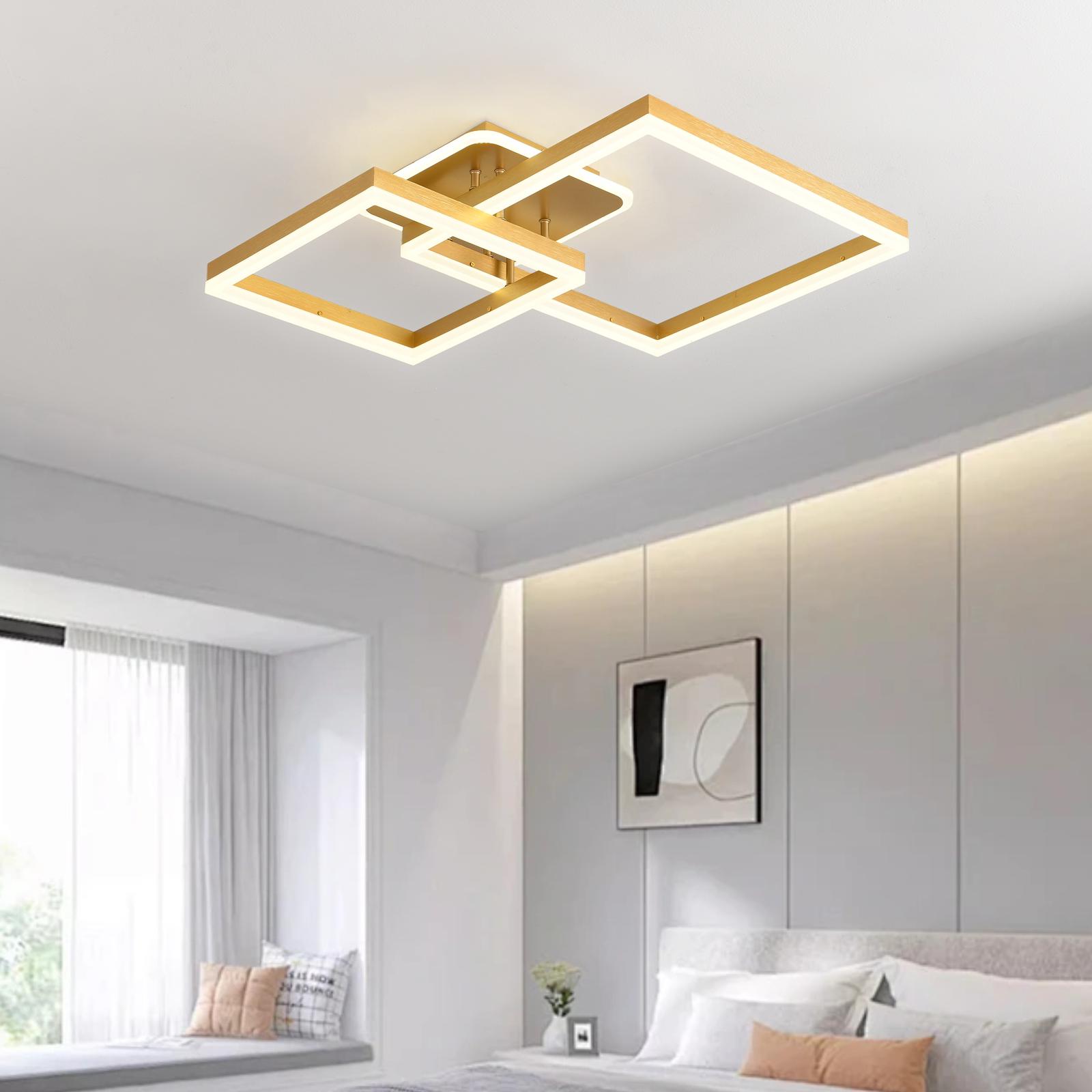 Lustra LED TWO SQUARE GOLD Echivalent 600W Telecomanda
