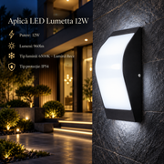 Aplica LED 12W LUMETTA Exterior Neagra