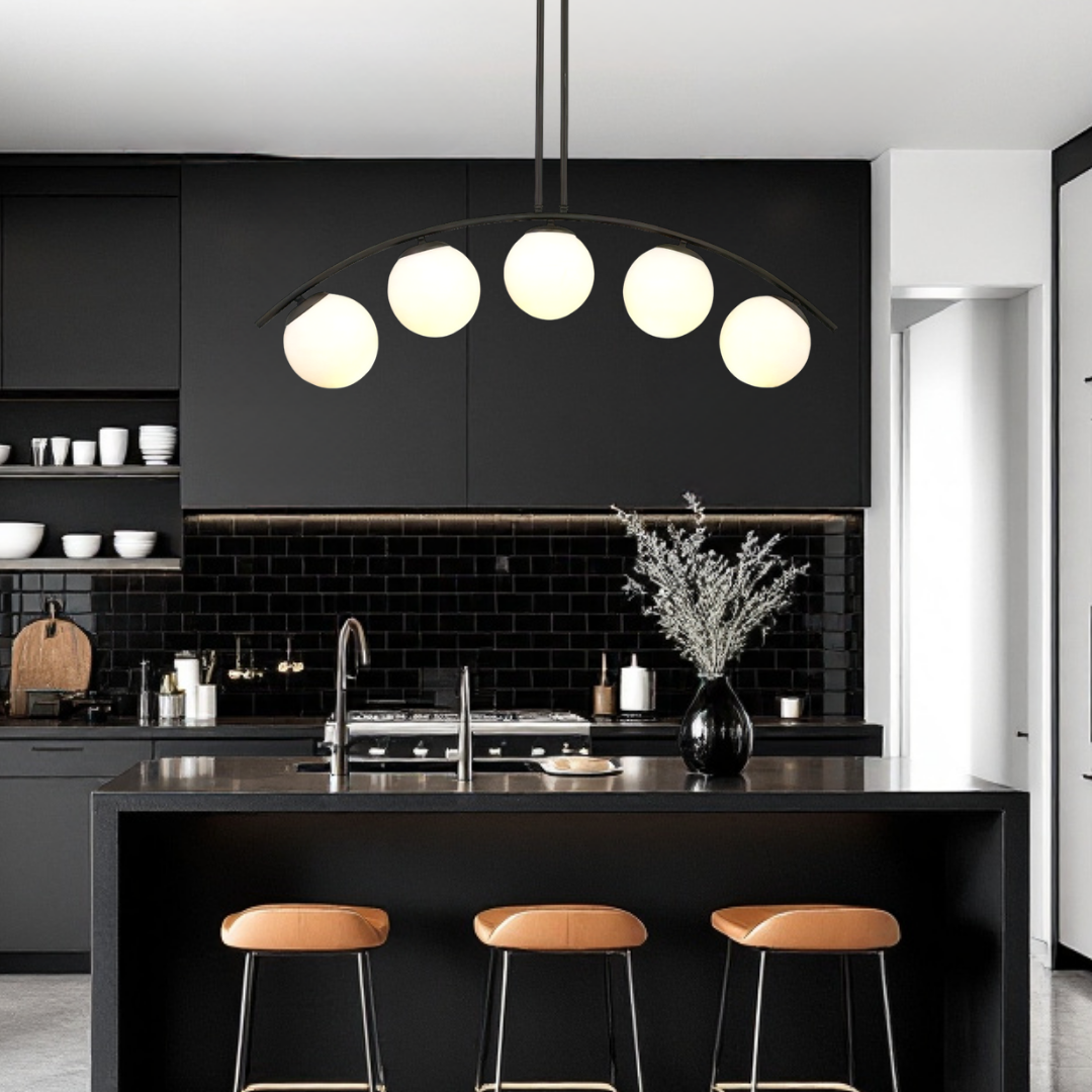 Lustra Abajur MAT BLACK ARQUE 5xE27