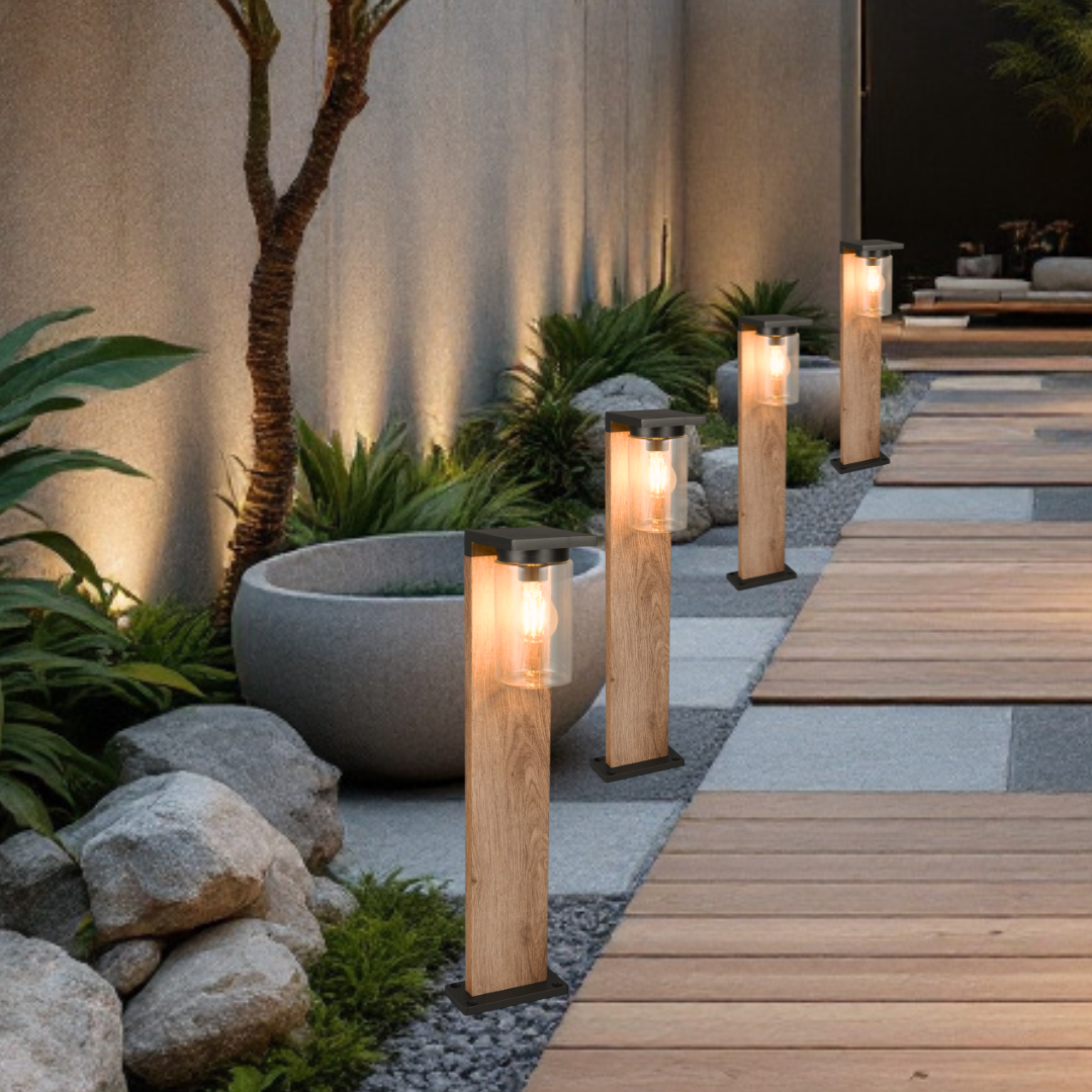 Stalp Ornamental ARDILA Finisaj Stil Lemn 65CM 1XE27