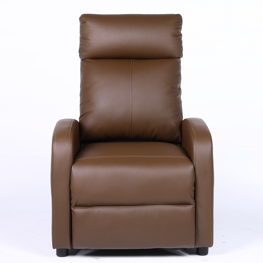 Fotoliu Recliner din Piele Ecologica Spatar Rabatabil si Suport Picioare Extensibil Maro