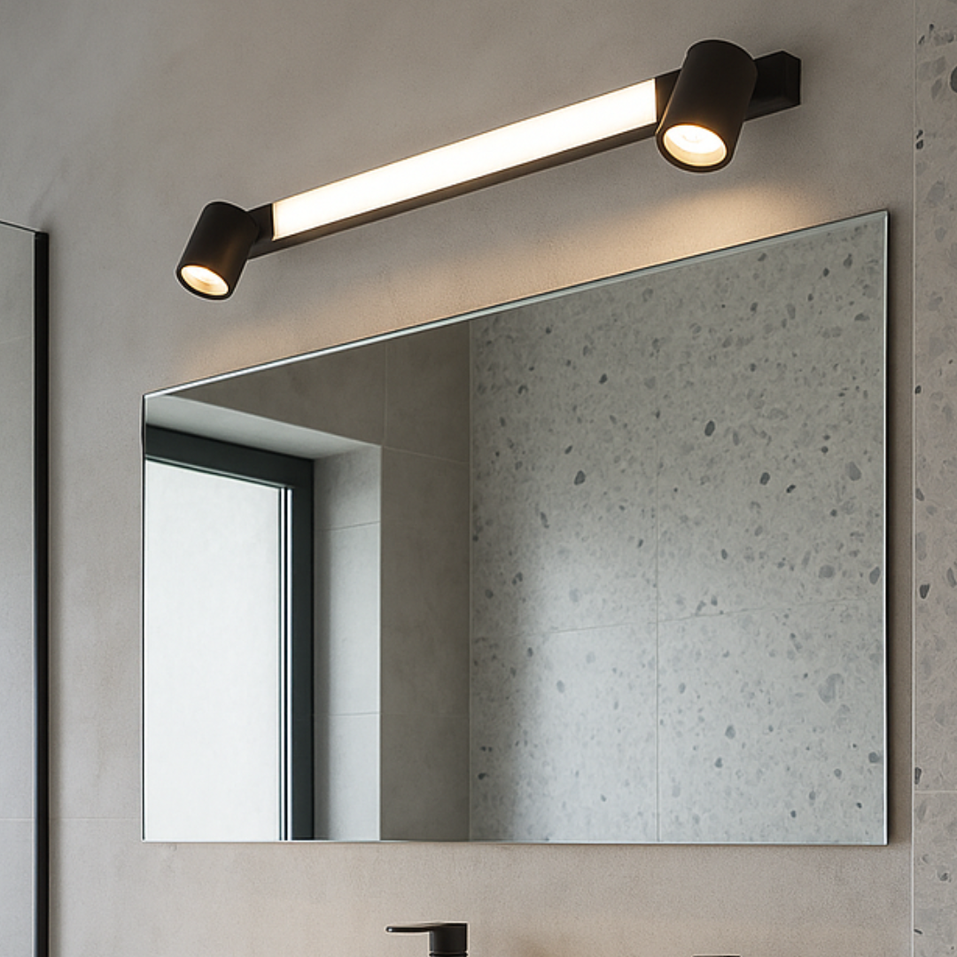 Aplica LED ENRICO Black 6.5W 60cm IP44 cu Spoturi 2xGU10