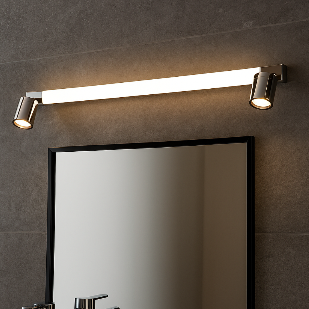 Aplica LED ENRICO Chrome 9W 90cm IP44 cu Spoturi 2xGU10