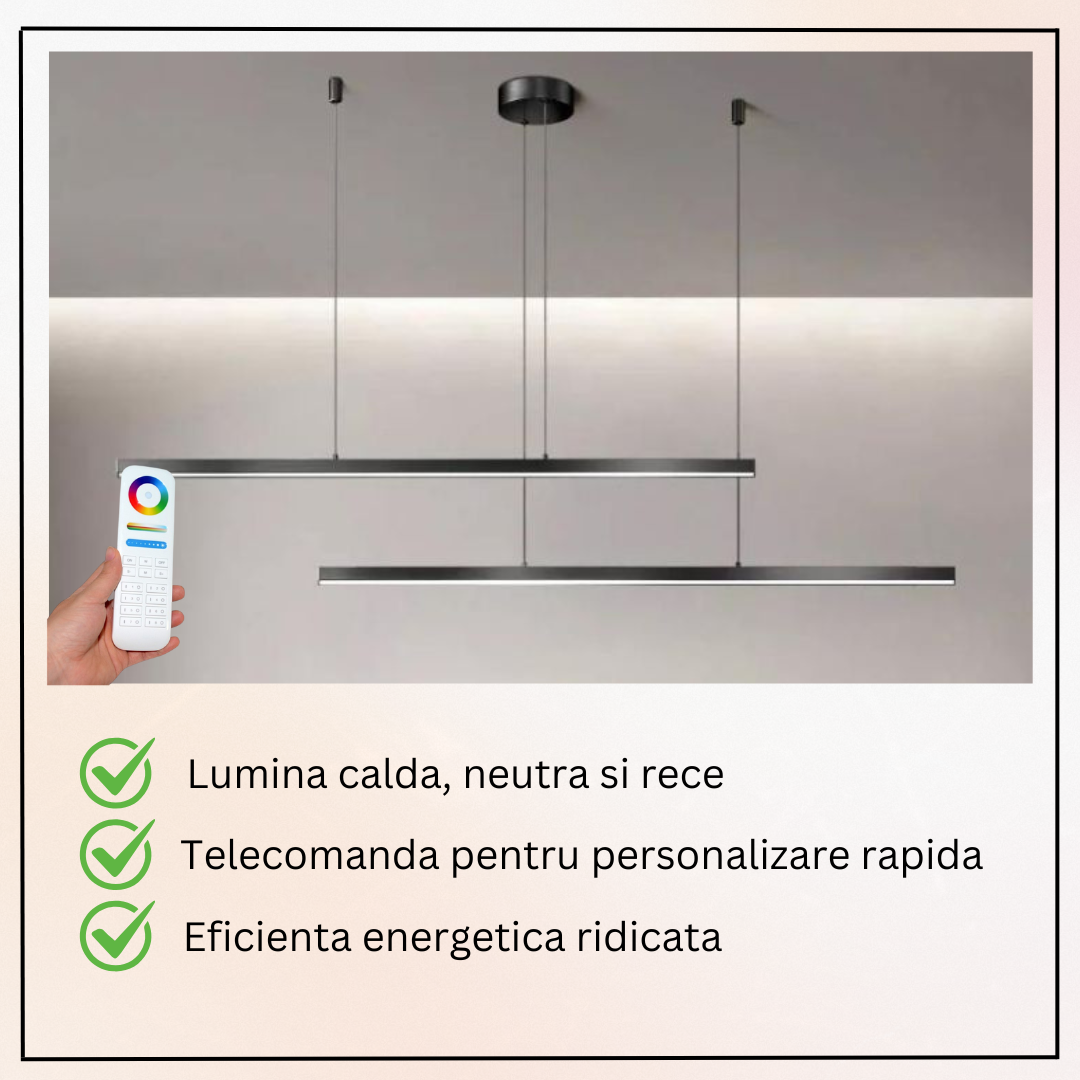 Lustra LED Suspendata 72W Elegant Office Black Echivalent 500W