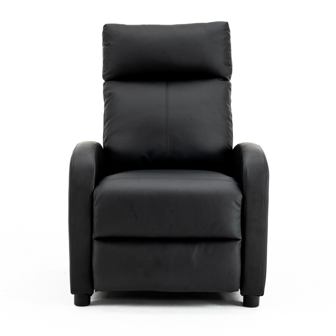 Fotoliu Recliner din Piele Ecologica Spatar Rabatabil si Suport Picioare Extensibil Negru