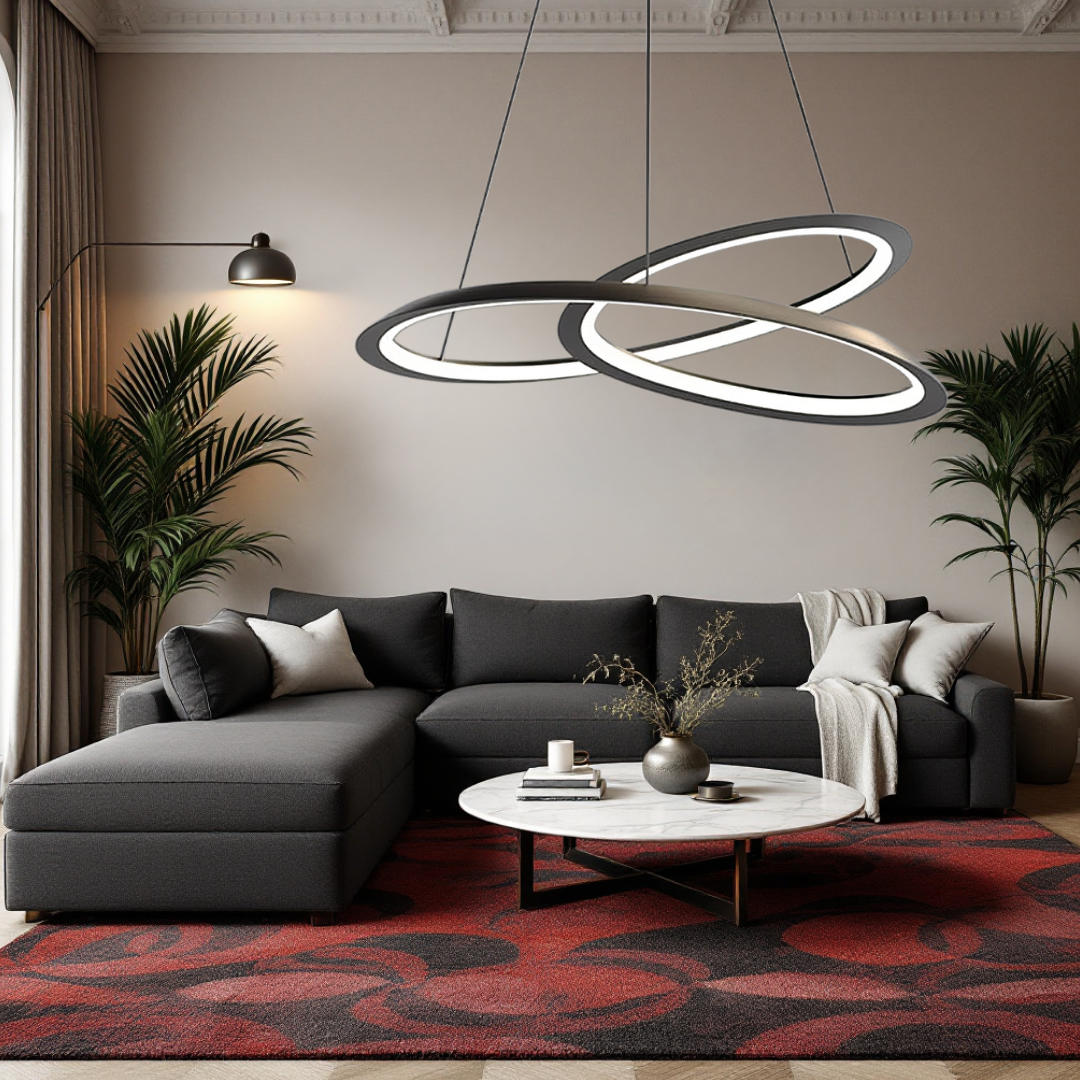 Lustra LED Suspendata 120W Lumea Black Telecomanda Echivalent 600W