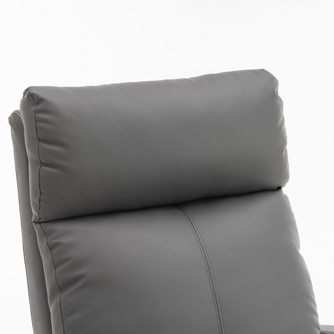 Fotoliu Recliner din Piele Ecologica Spatar Rabatabil si Suport Picioare Extensibil Gri