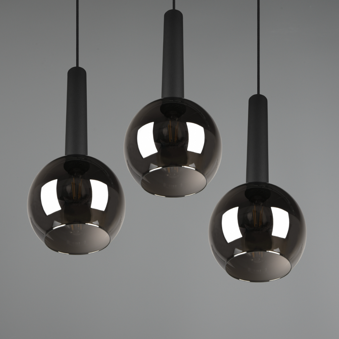 Lustra Suspendata Abajur fumuriu CLAYTON 3xE27