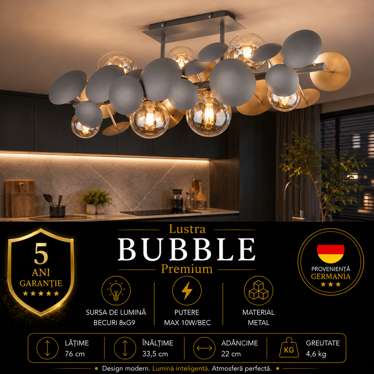 Lustra Premium Bubble Gold & Grey 8xG9