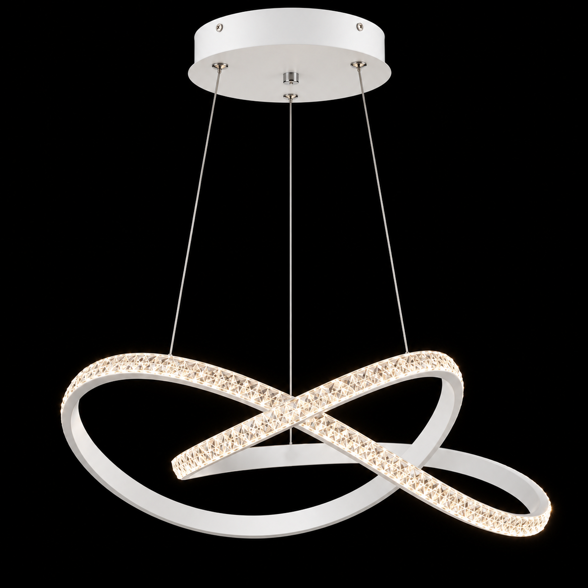 Lustra LED Infinity White Suspendata 60CM Echivalent 500W Telecomanda