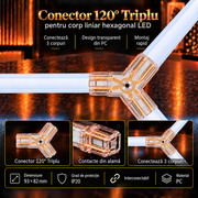 Conector HEGZA 120° pentru 3 x Corp Liniar Hexagonal LED
