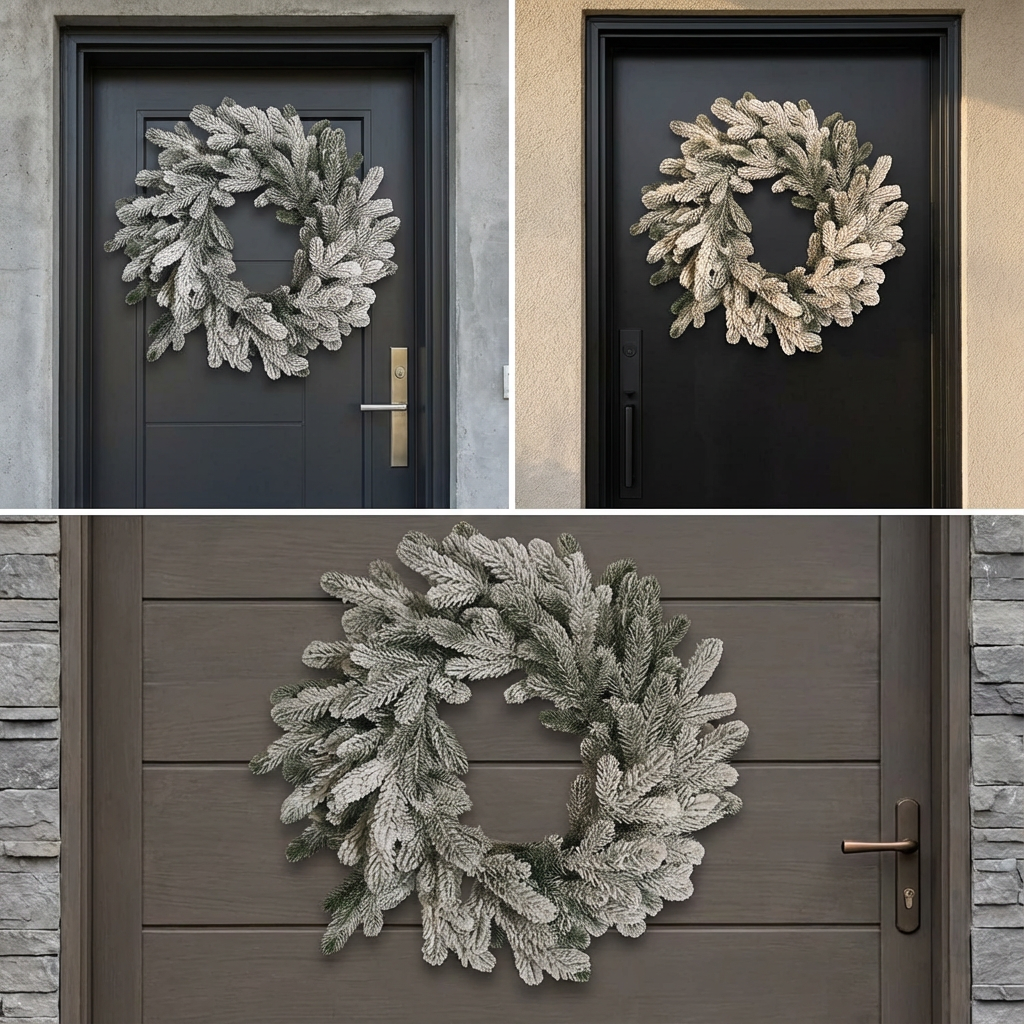 Coronita Artificiala De Craciun pentru Usa Snowcrest