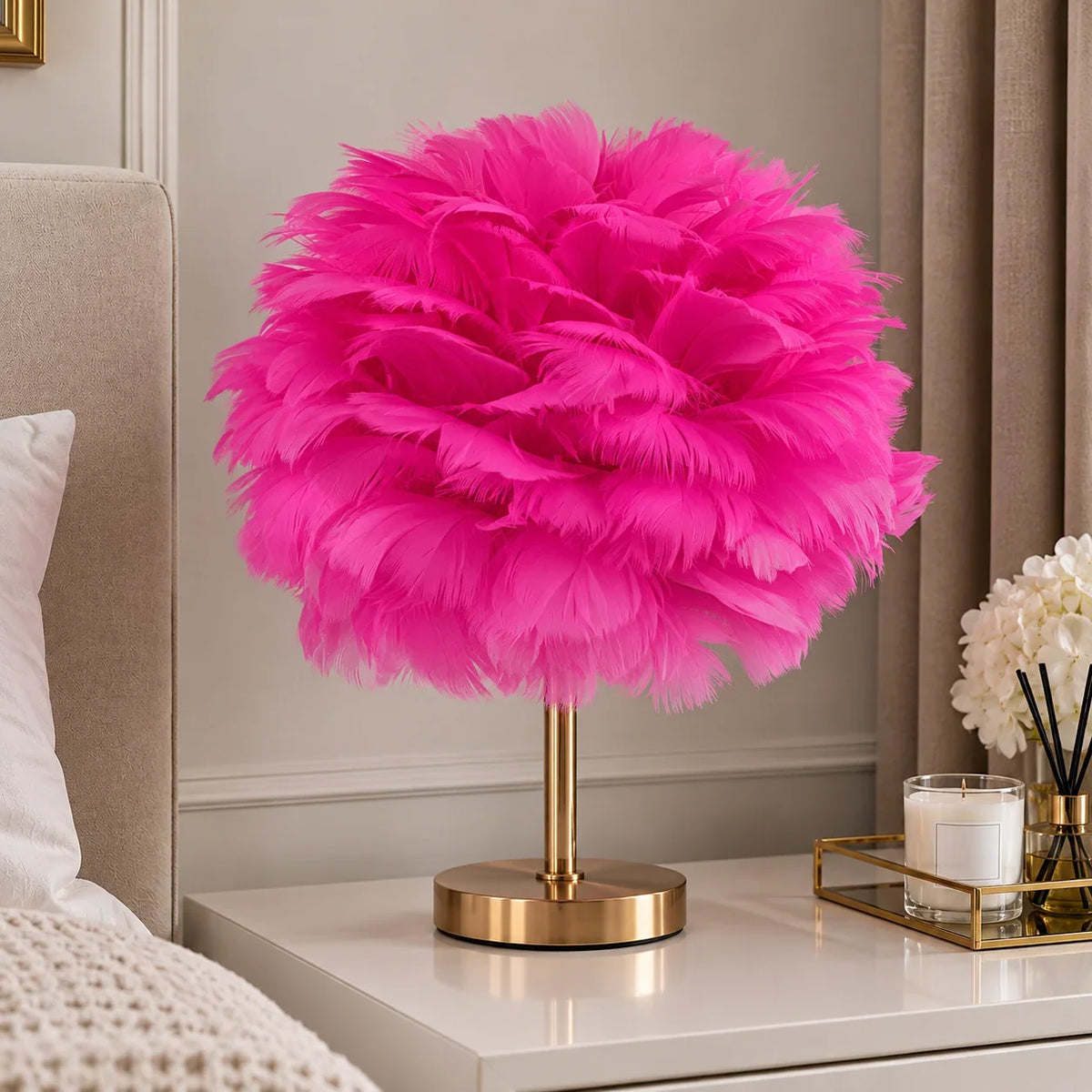 Veioza Neoclasica Nordic Style Feather Pink