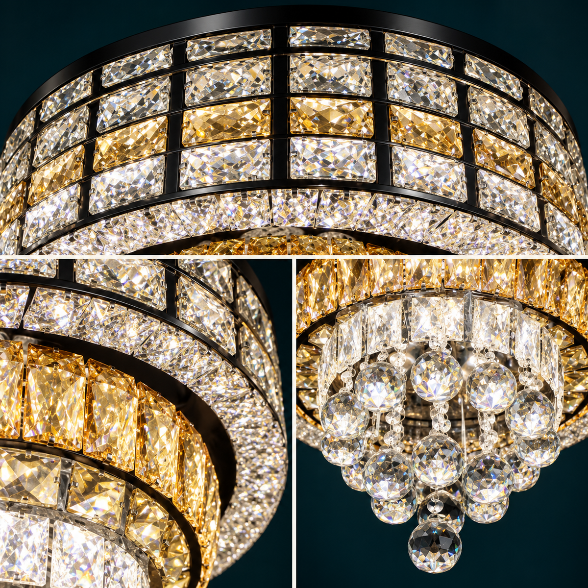 Lustra LED Cristal Aplicata Luxor Rotunda Telecomanda 60-80CM