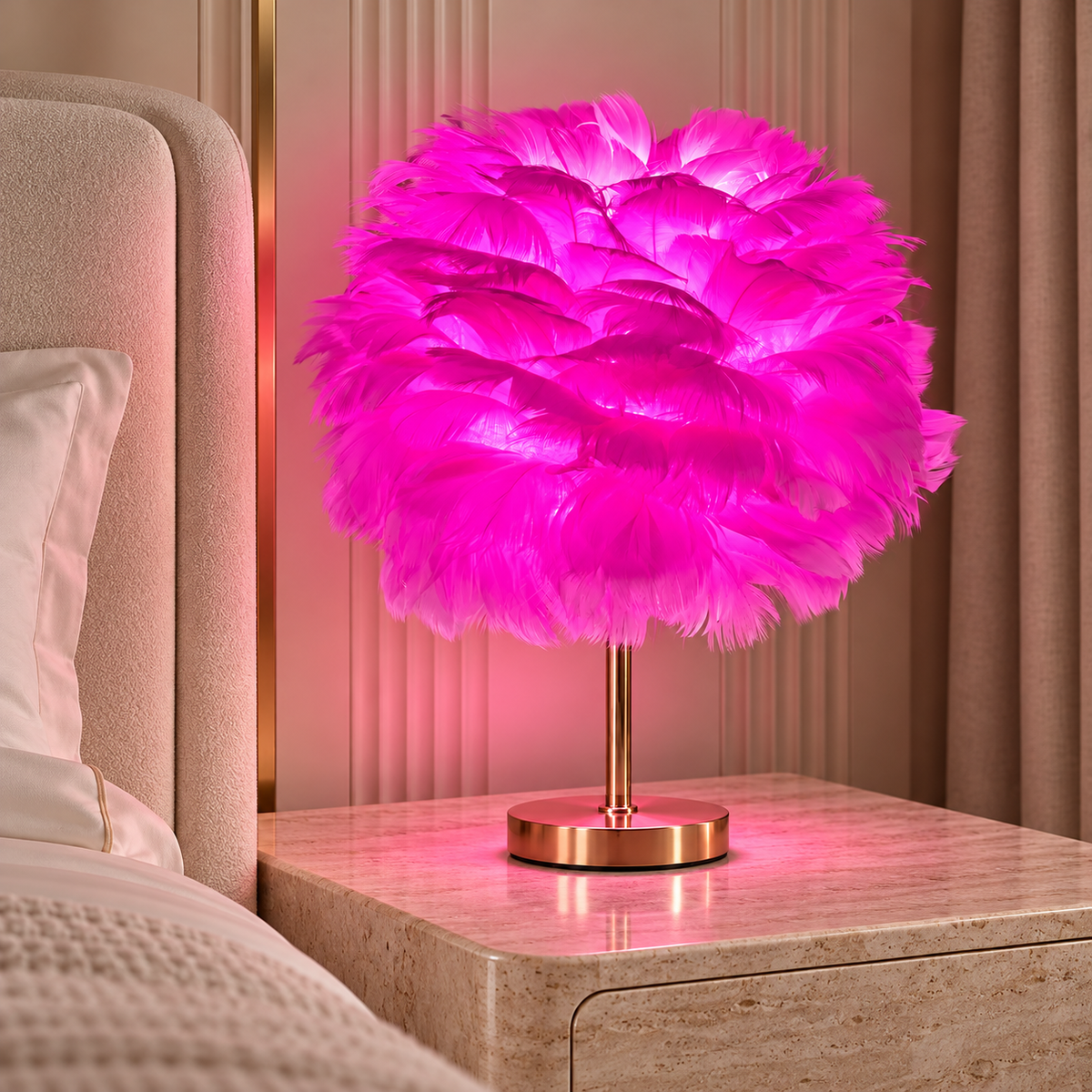 Veioza Neoclasica Nordic Style Feather Pink