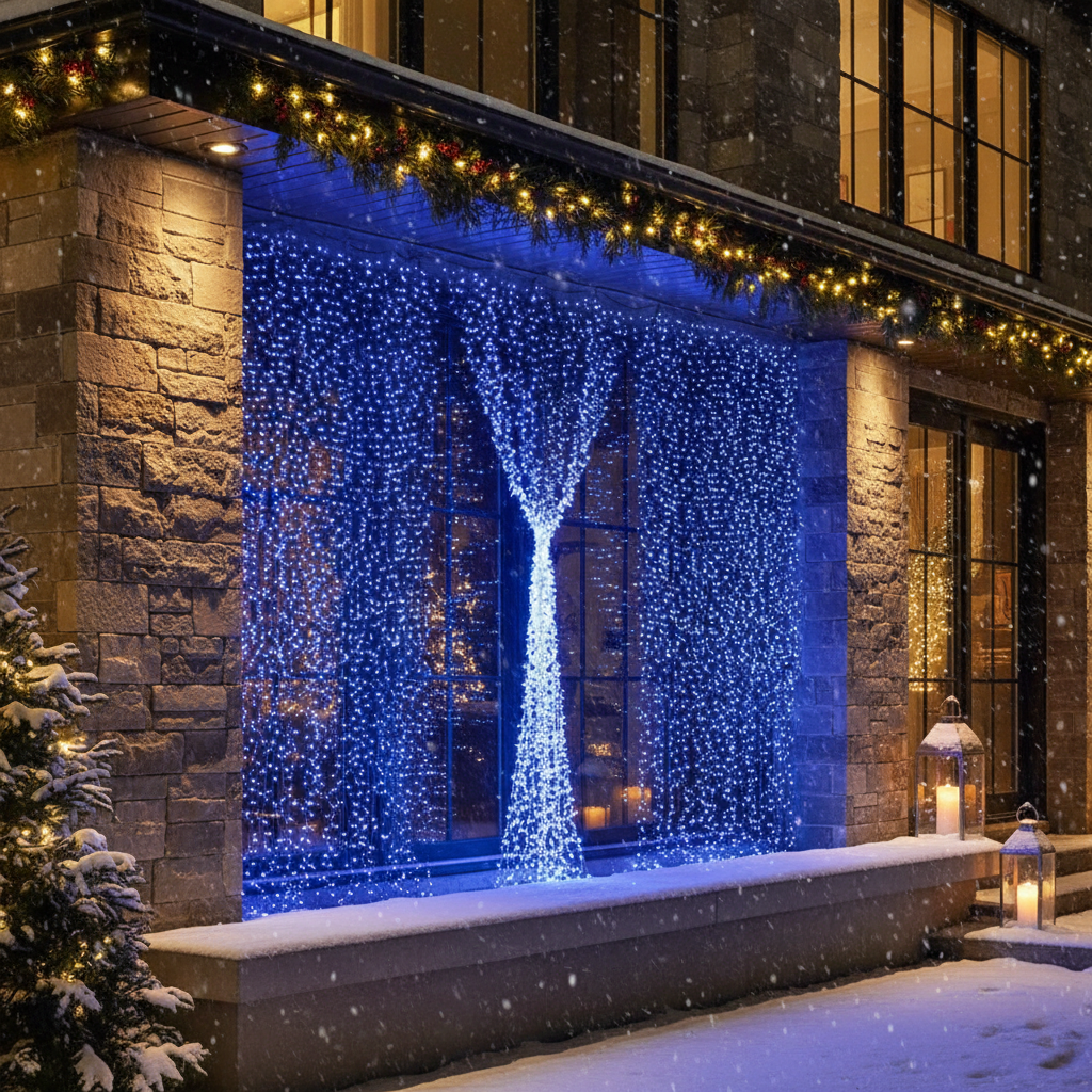 Instalatie LED Perdea Everblue 2.5x3m Lumina Albastra 720 LED-uri IP44