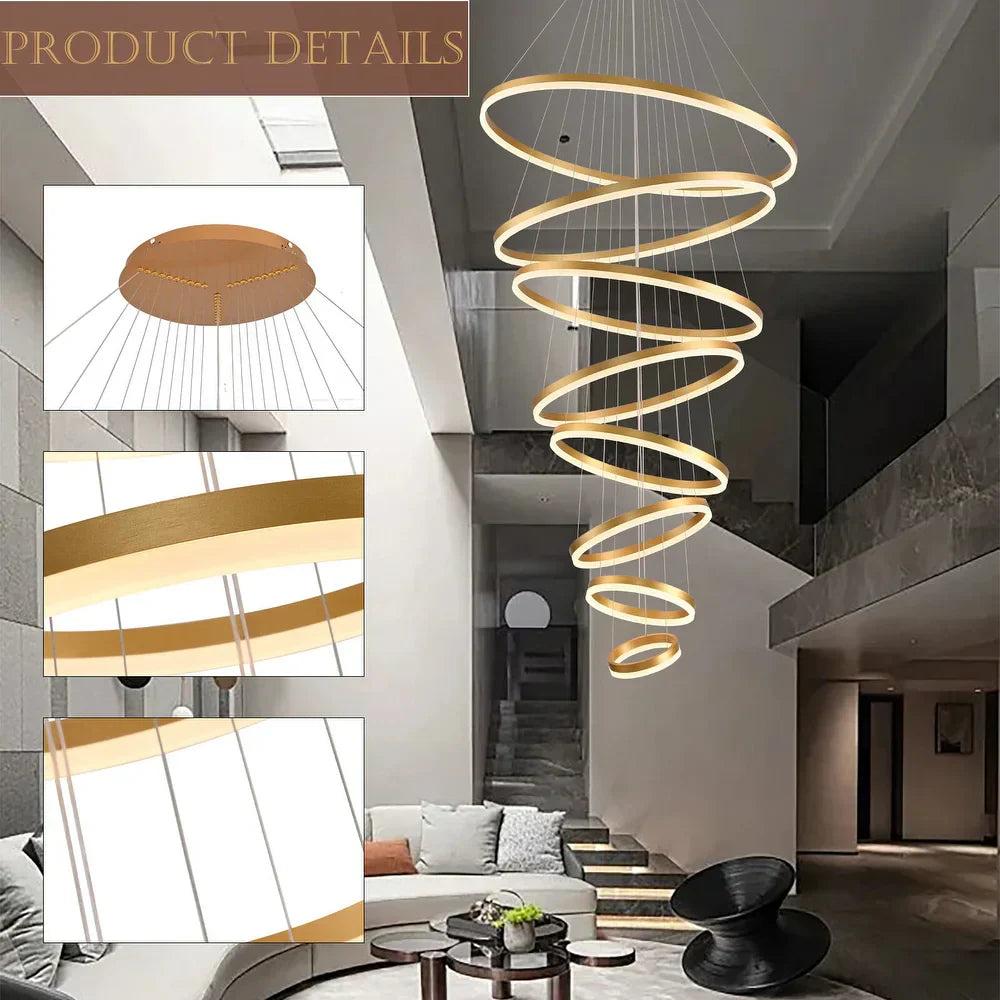 Lustra LED WONDERLAND Luxury Gold 8 Segmente Echivalent 3000W Telecomanda