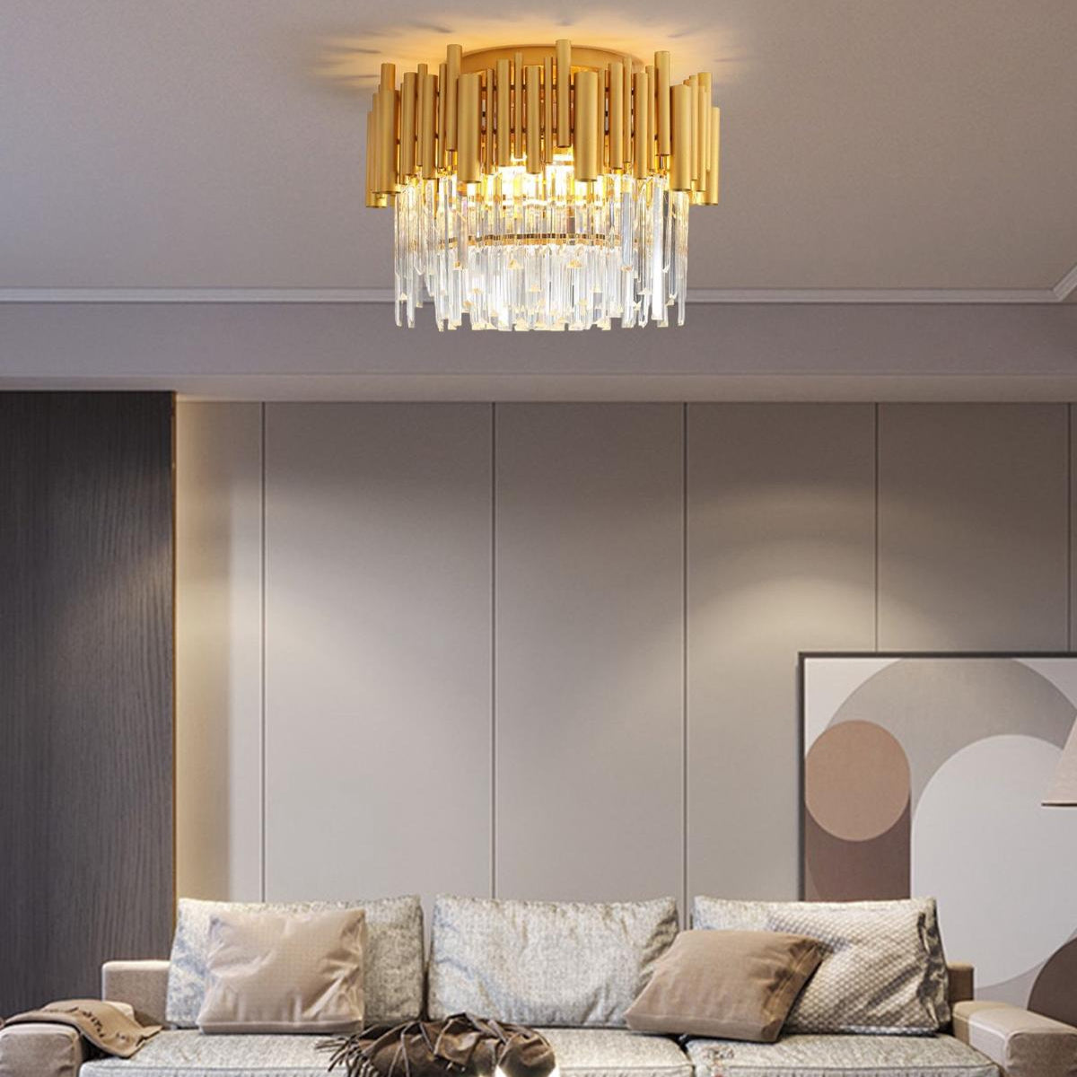 Candelabru Cristal Aplicat Rotund Golden Tubes Luxury