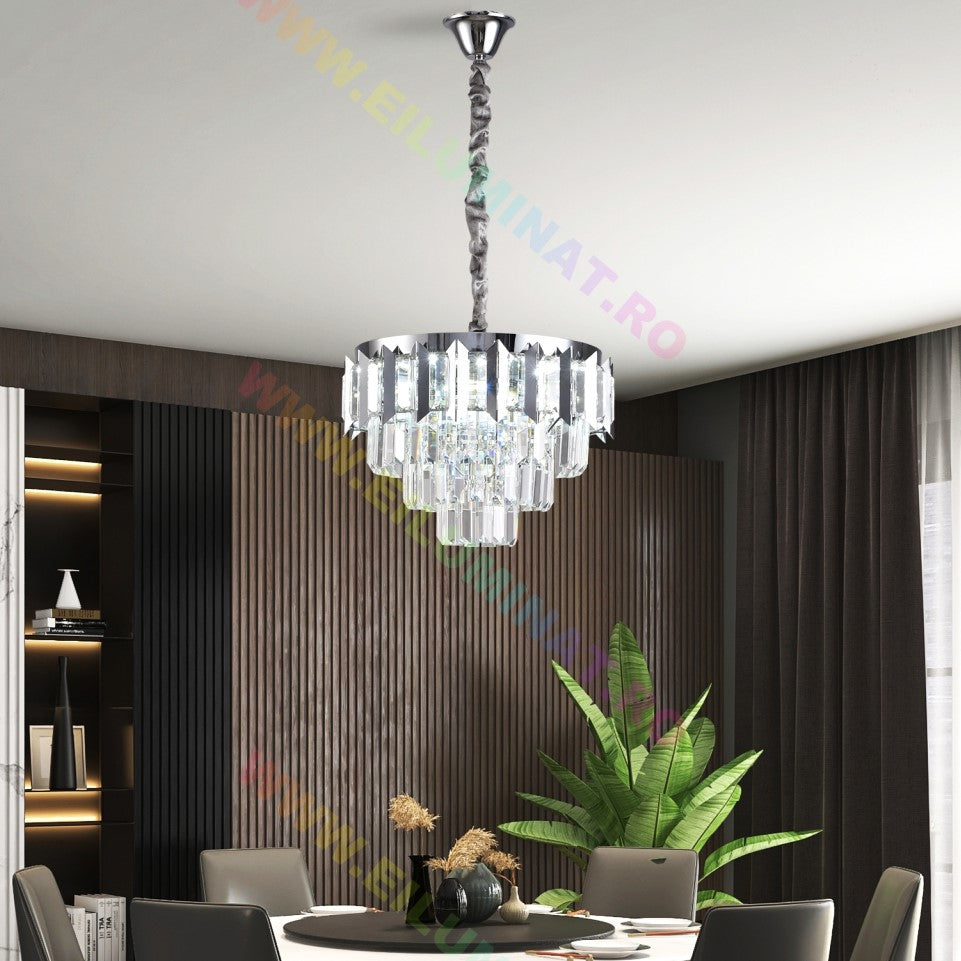 Lustra LED SILVER SHINE Cristal Echivalent 400W Montaj Aplicat/Suspendat