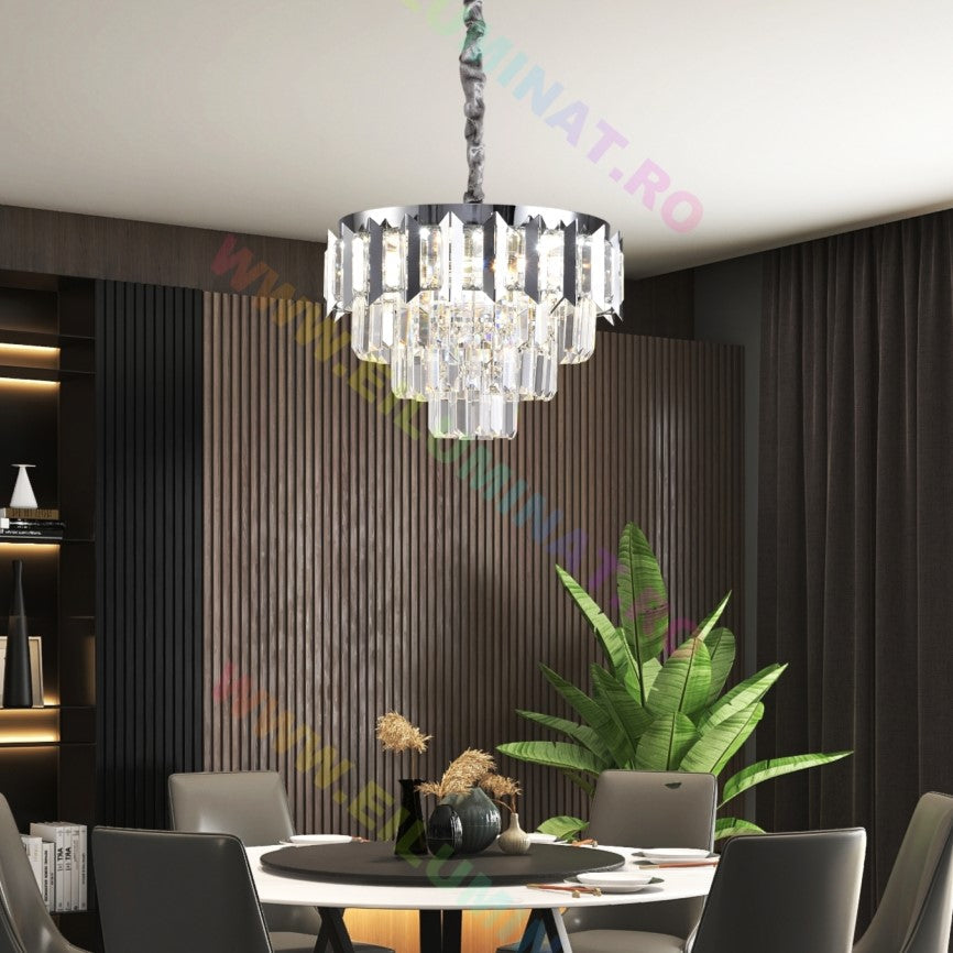 Lustra LED SILVER SHINE Cristal Echivalent 400W Montaj Aplicat/Suspendat