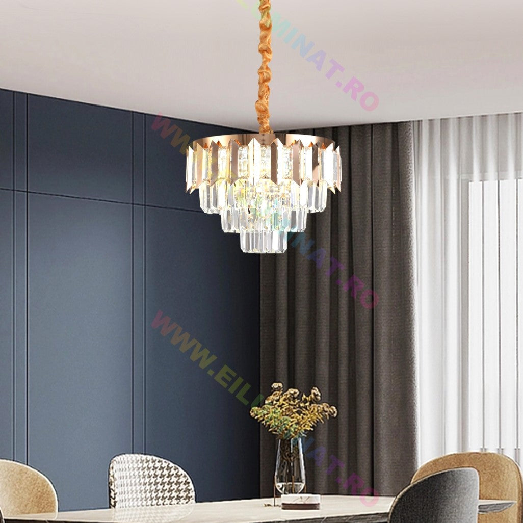 Lustra LED GOLD SHINE Cristal Echivalent 400W Montaj Aplicat/Suspendat