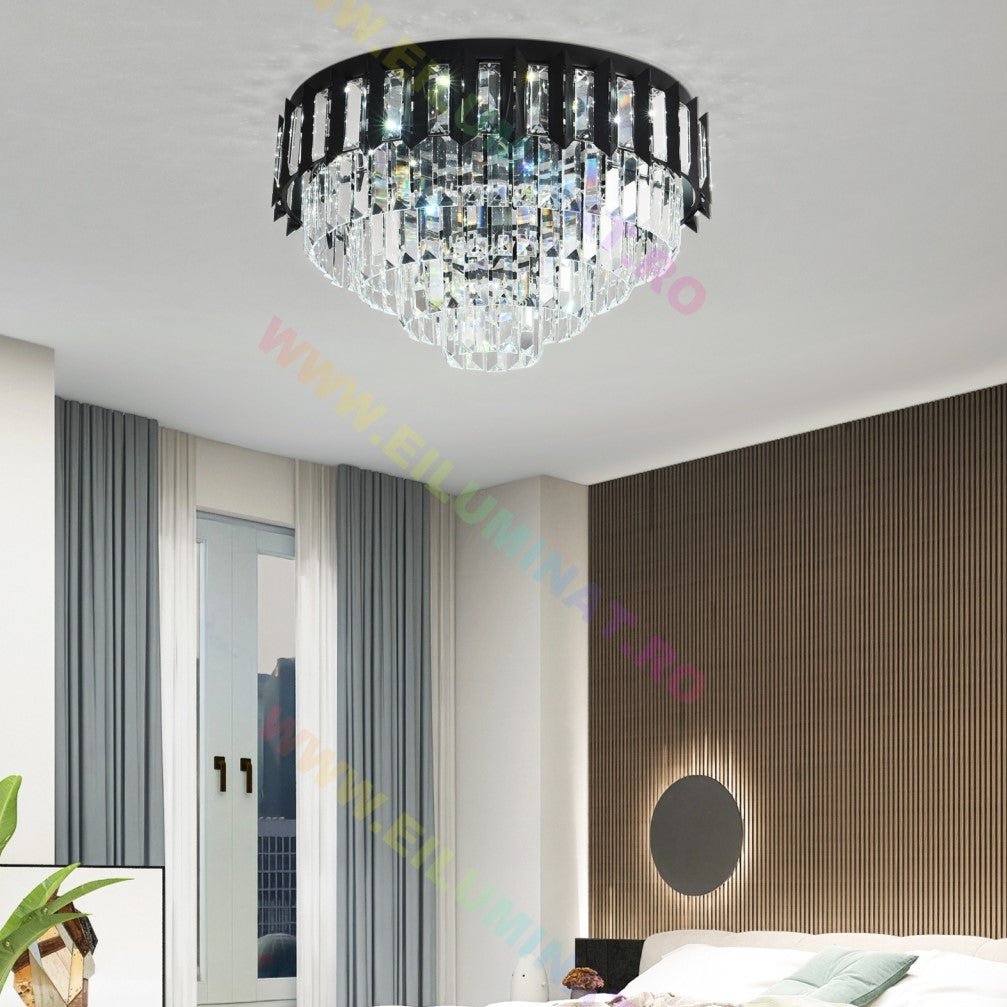 Lustra LED BLACK SHINE Cristal Echivalent 600W Montaj Aplicat/Suspendat