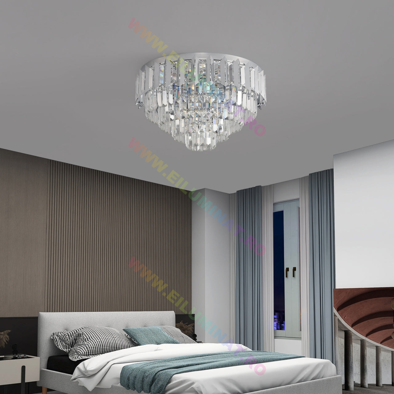 Lustra LED SILVER SHINE Cristal Echivalent 600W Montaj Aplicat/Suspendat