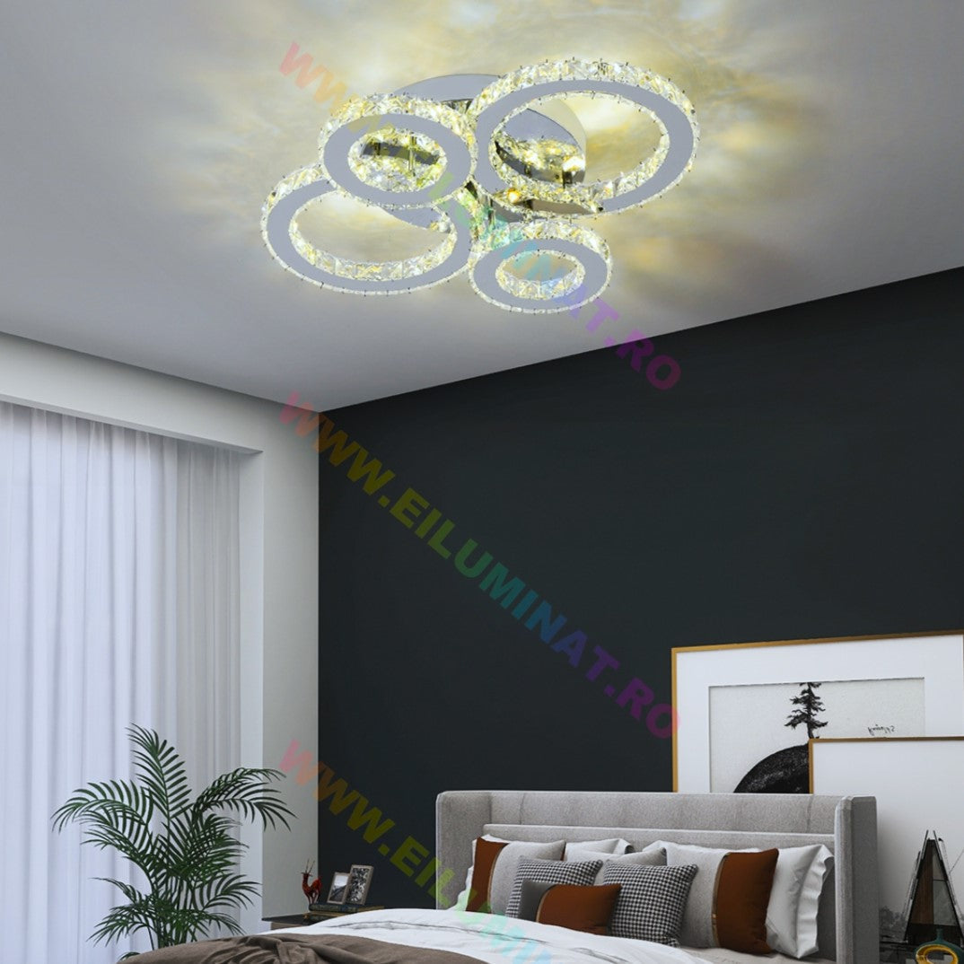Lustra LED 2+2 CIRCLE Chrome Cristal Telecomanda Echivalent 400W