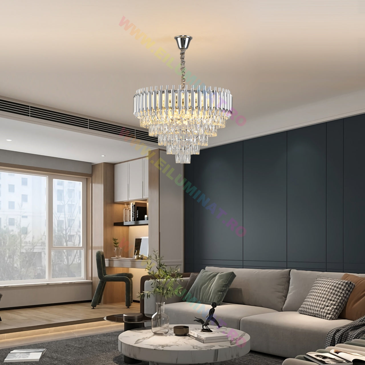 Candelabru Cristal Silver Panther 600mm