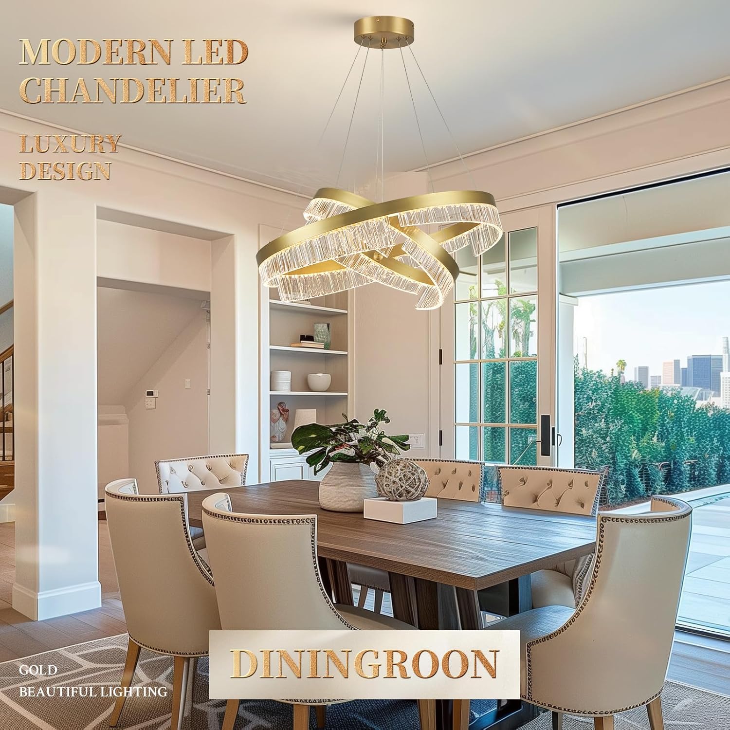 Lustra LED Mini KYZO Royal Gold 2 Segmente Echivalent 600W Telecomanda