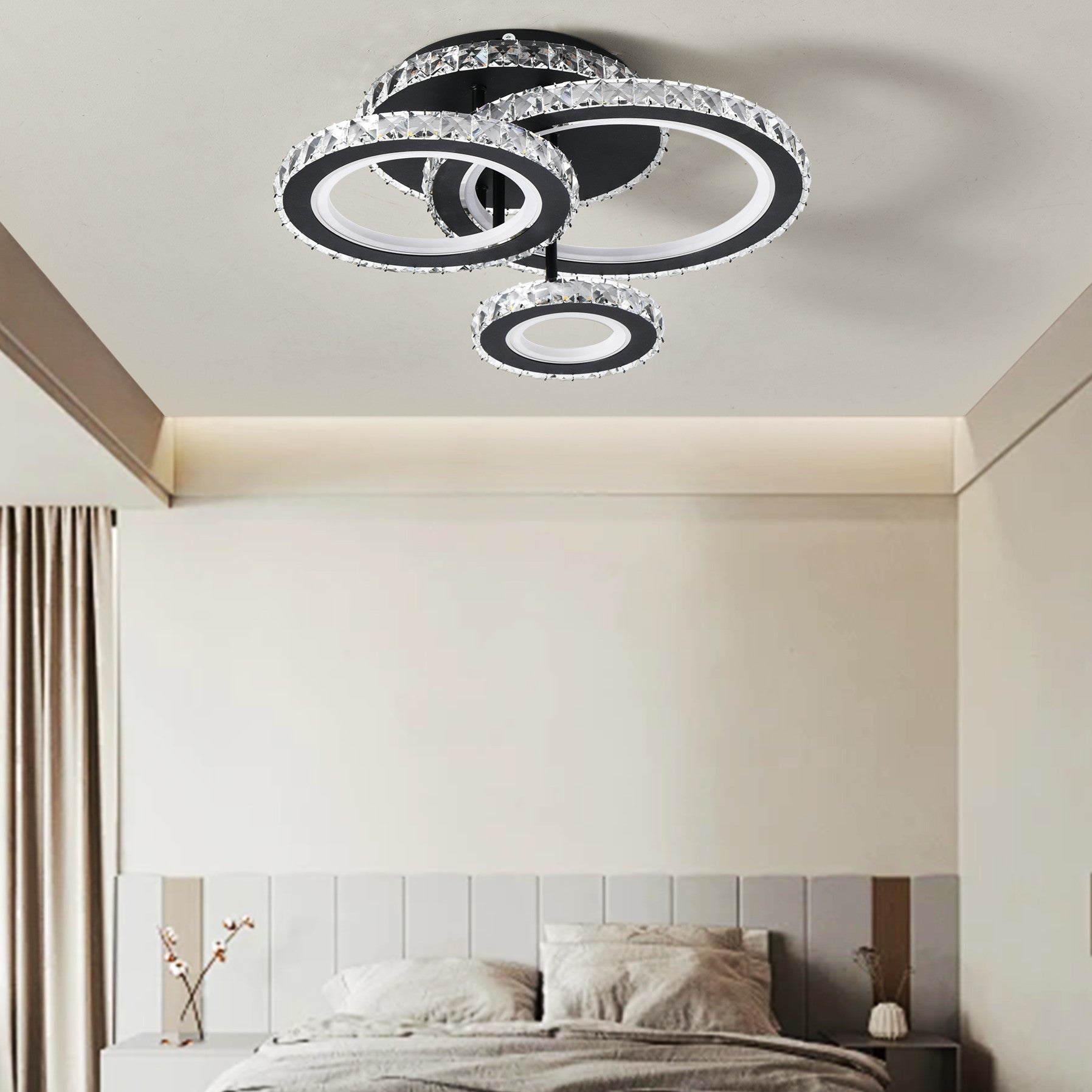 Lustra LED Cristal Ciryla Black RGB Echivalent 500W Telecomanda