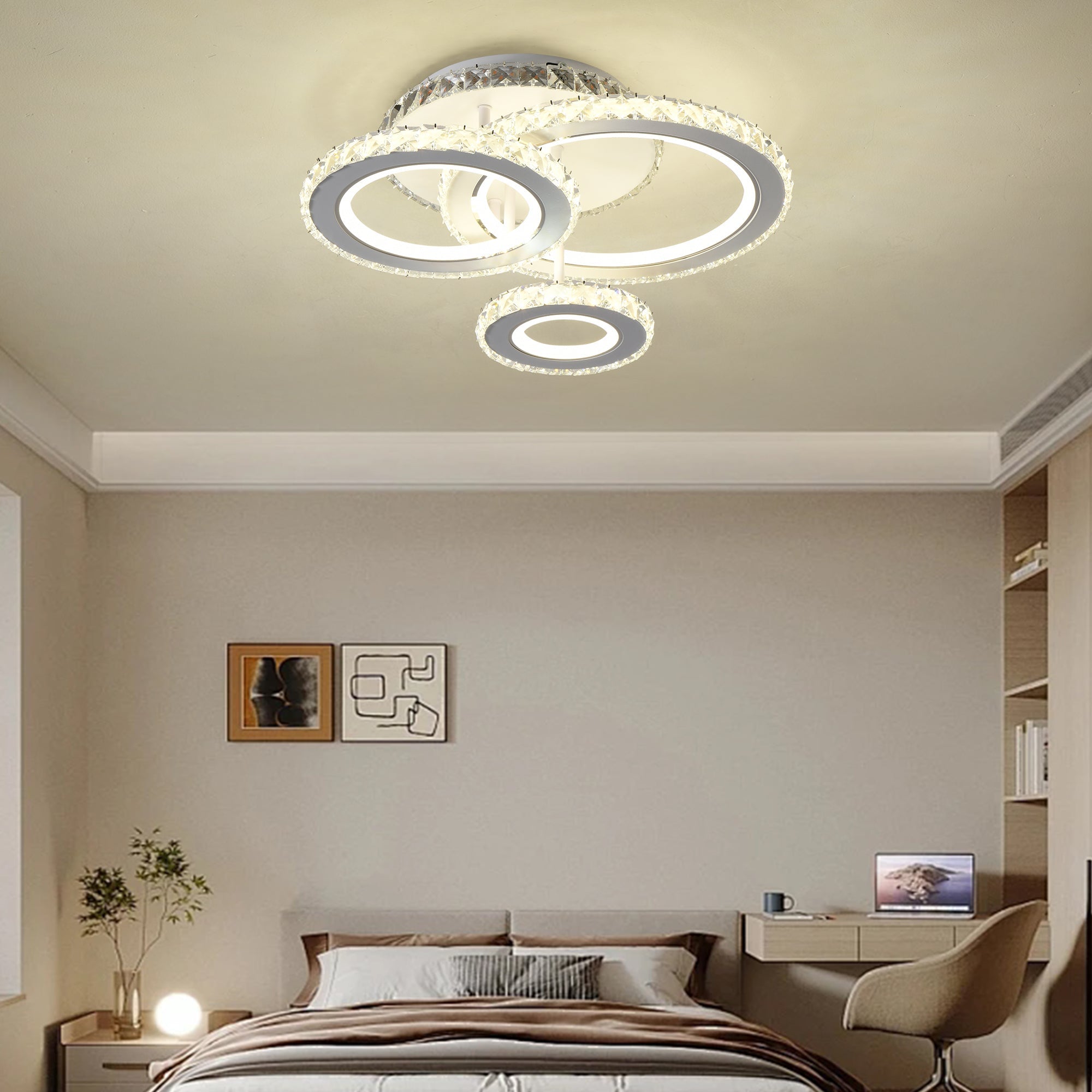 Lustra LED Cristal Ciryla Alba RGB Echivalent 500W Telecomanda