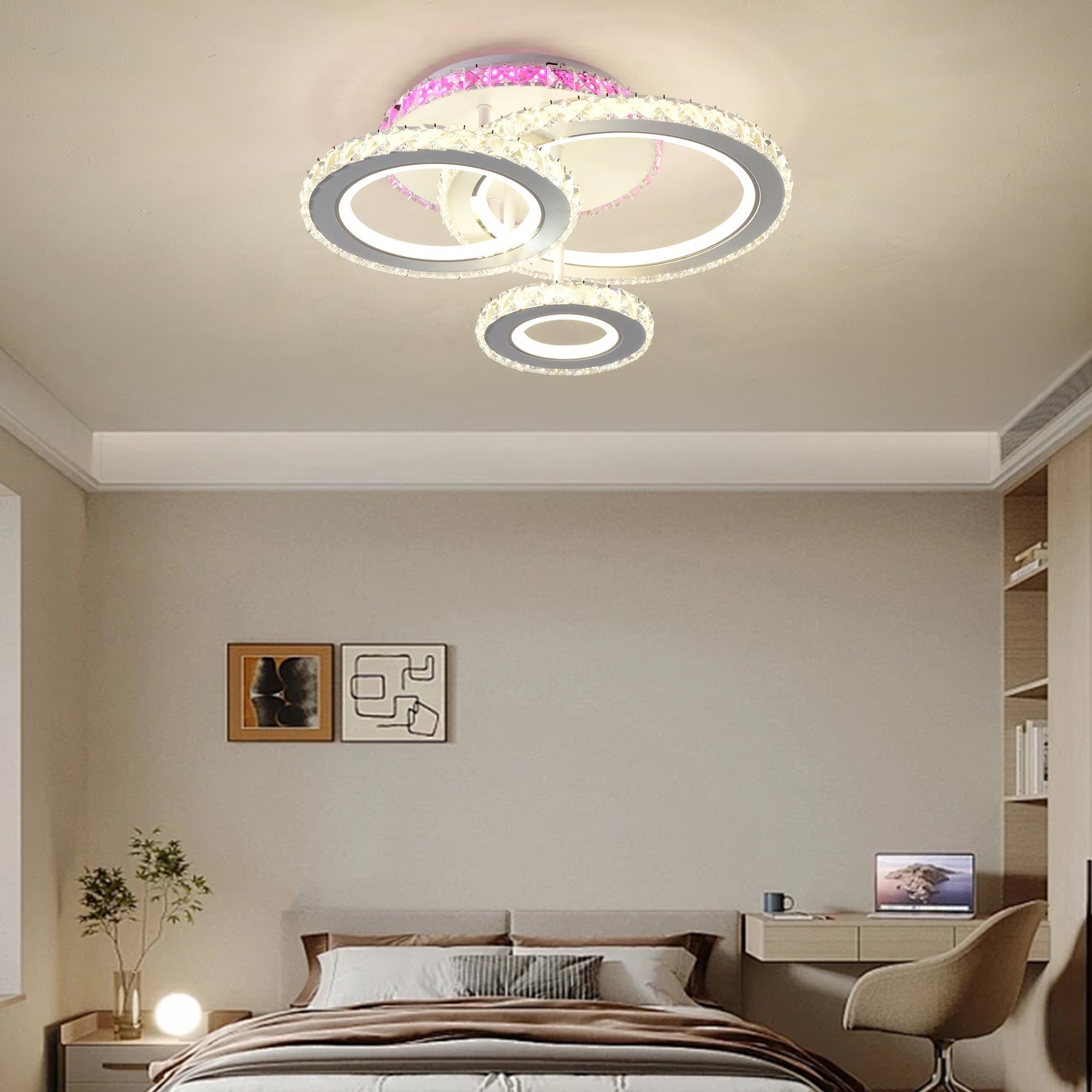 Lustra LED Cristal Ciryla Alba RGB Echivalent 500W Telecomanda