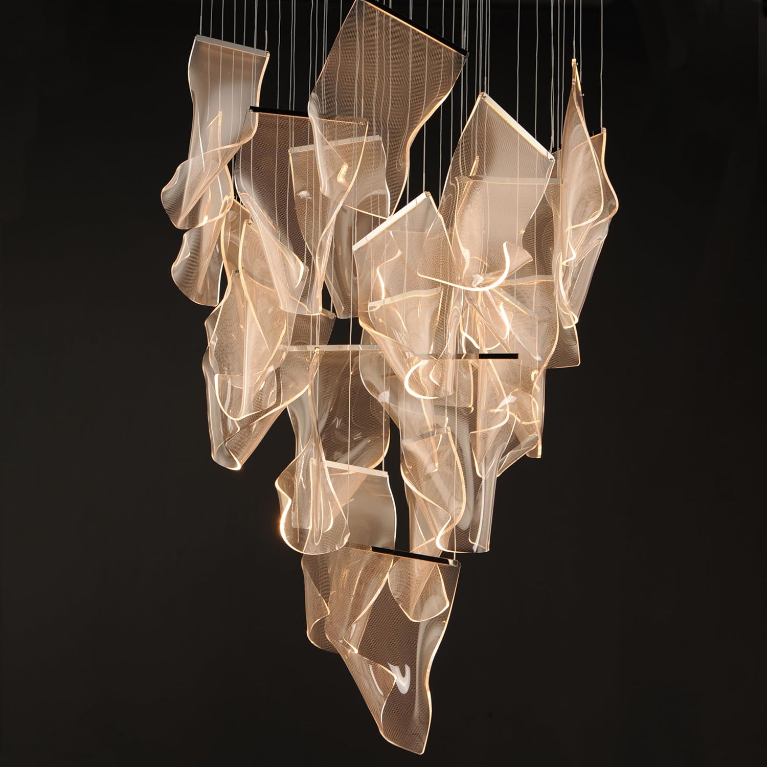 Lustra LED Luxury PAPER QUILL GOLD 25 Elemente Echivalent 500W