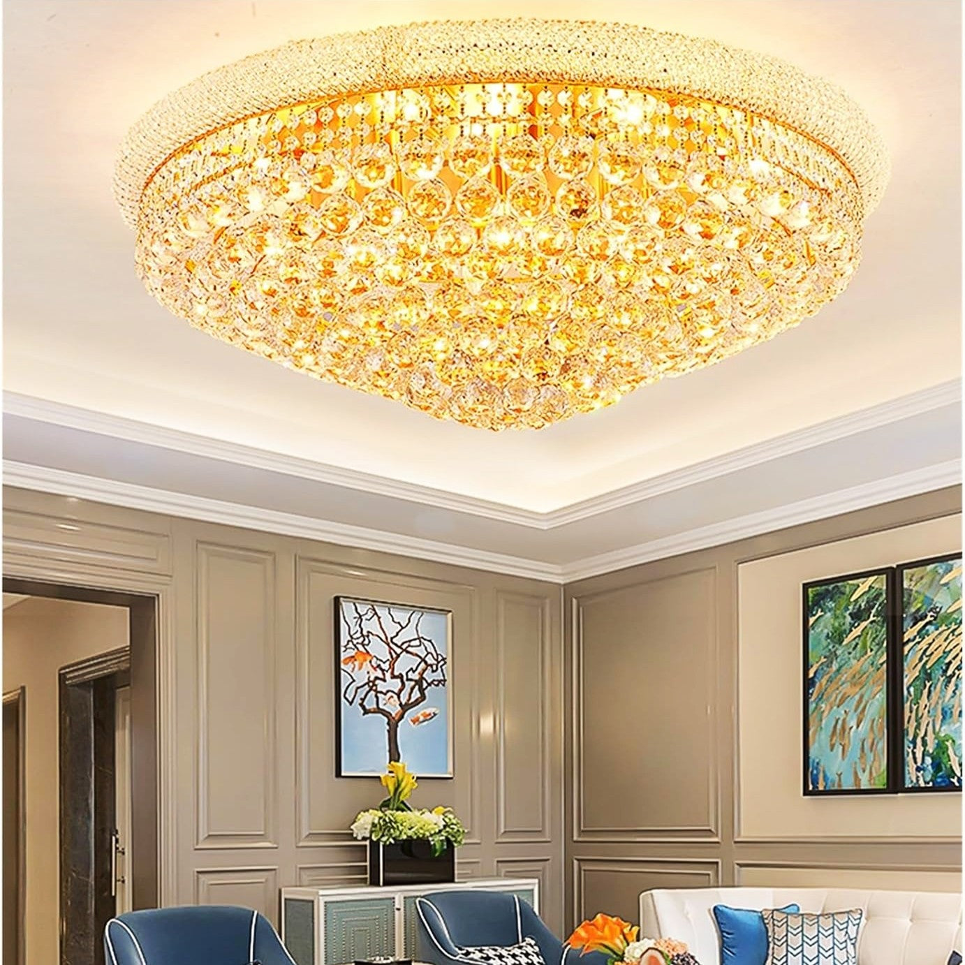 Lustra LED Aplicata Crystal Dome Telecomanda si RGB