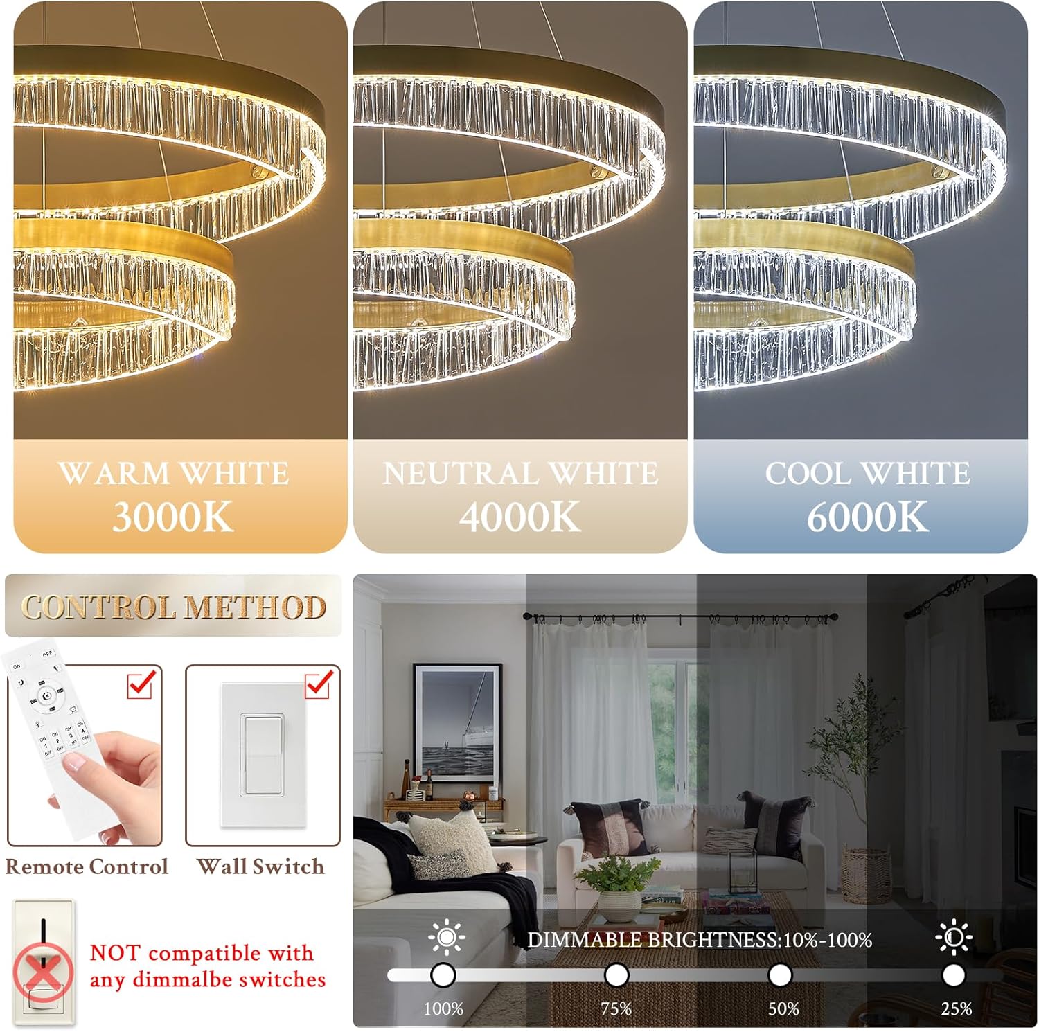 Lustra LED Mini KYZO Royal Gold 2 Segmente Echivalent 600W Telecomanda