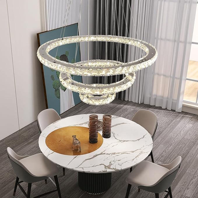 Lustra LED 3 Segmente CRISTAL SLIM Echivalent 600W Telecomanda