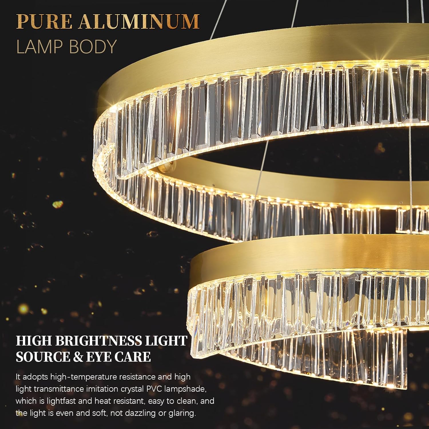 Lustra LED Mini KYZO Royal Gold 2 Segmente Echivalent 600W Telecomanda