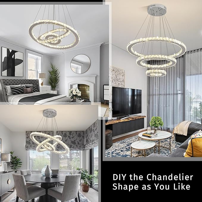 Lustra LED 3 Segmente CRISTAL SLIM Echivalent 600W Telecomanda