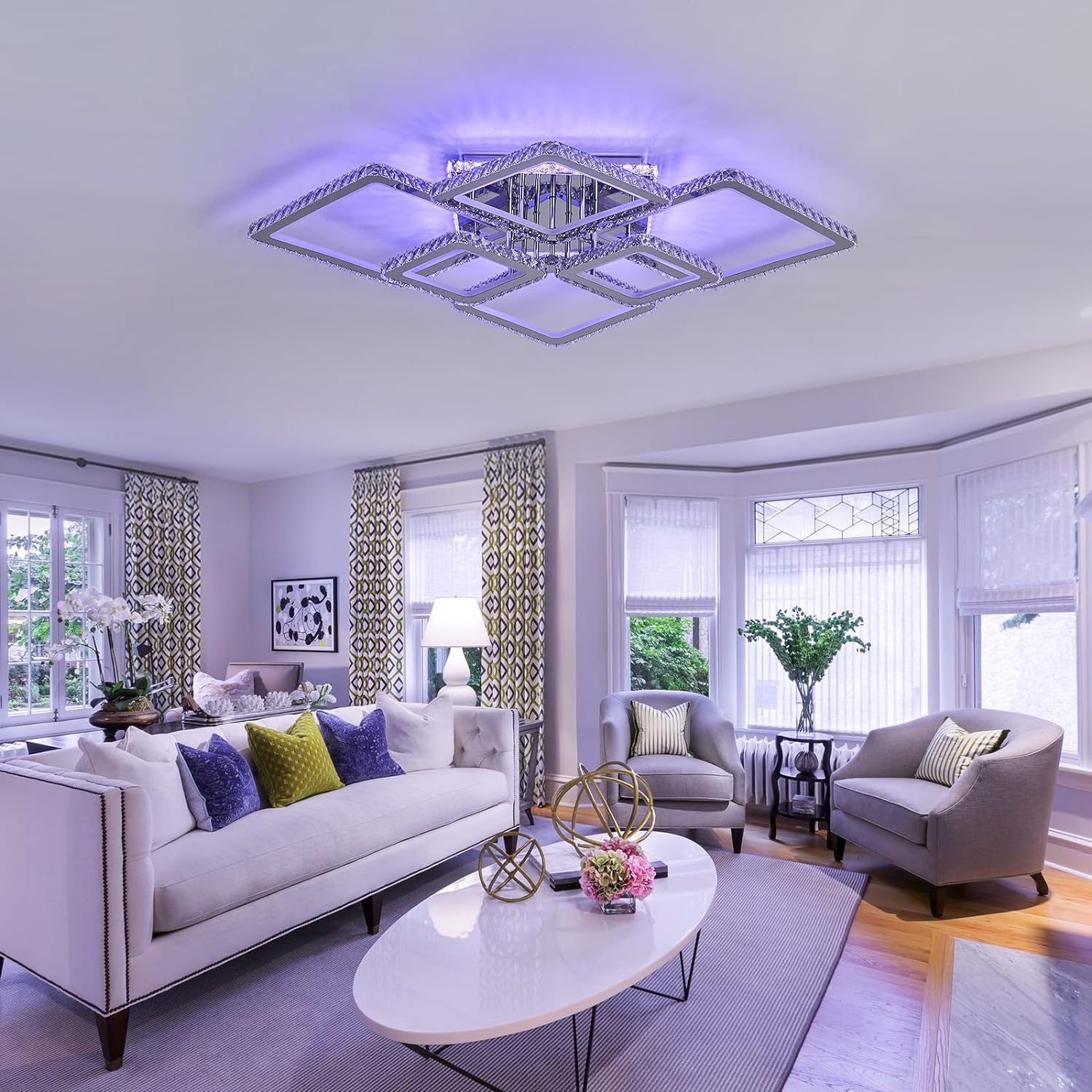 Lustra LED 4+2 DIAMOND RGB Chrome Cristal Echivalent 1000W