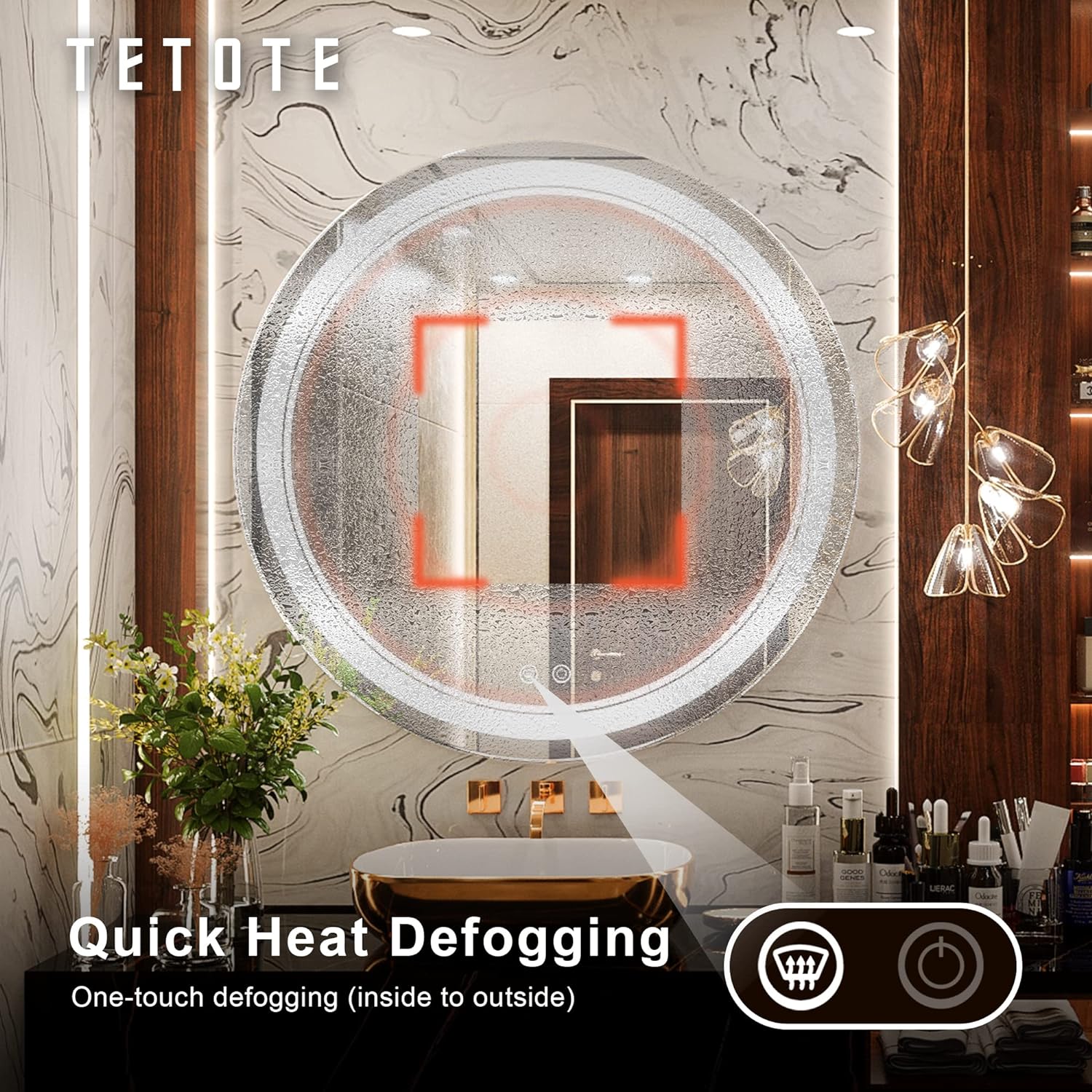 Oglinda Led Rotunda 70Cm Functie Dezaburire Si Touch J05 Mirror