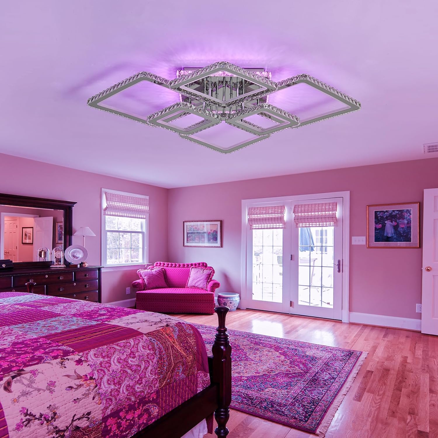 Lustra LED 4+2 DIAMOND RGB Chrome Cristal Echivalent 1000W