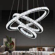 Lustra LED Cristal 3 Segmente Chrome Slim Echivalent 600W, 60+40+20cm, Telecomanda Resigilat R3
