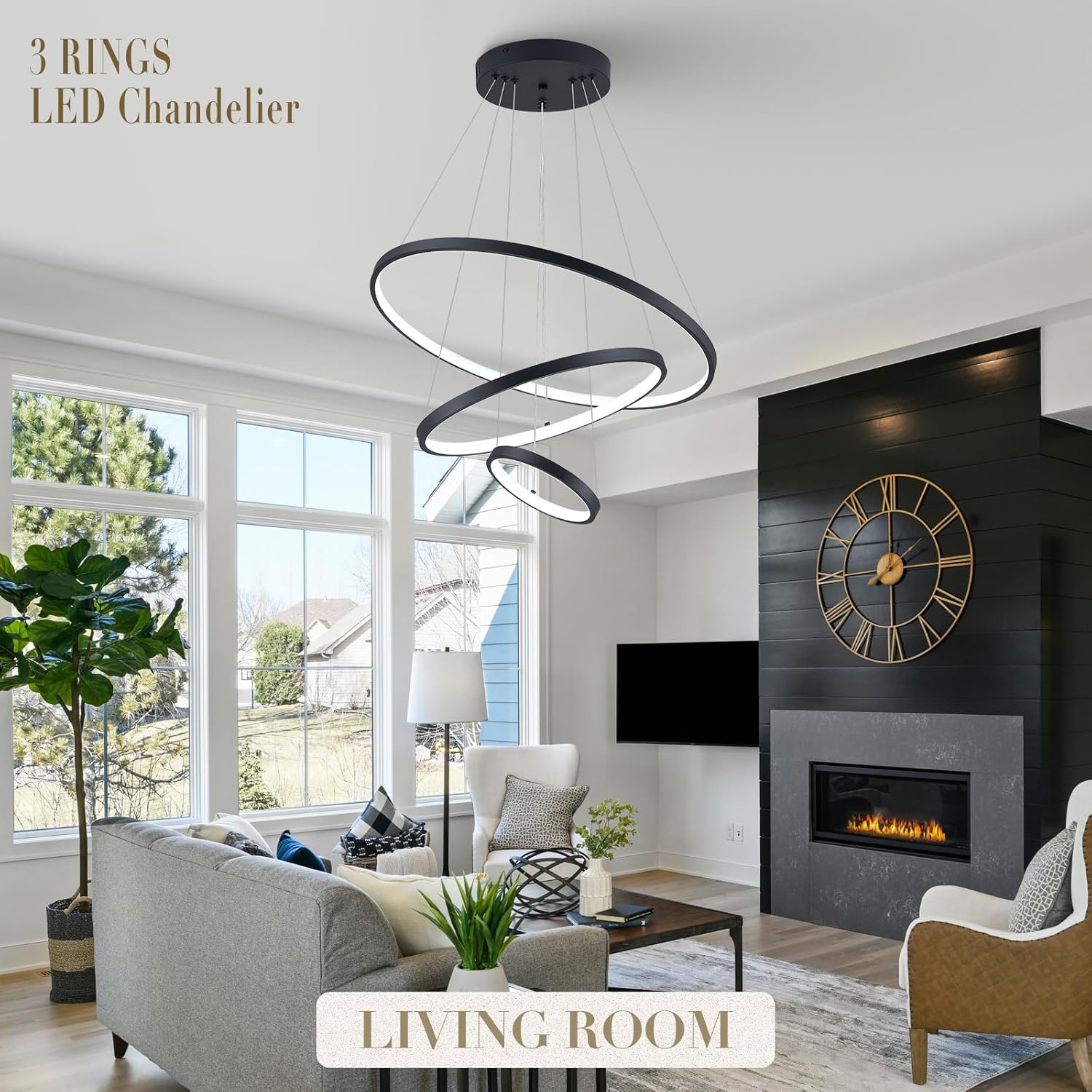 Lustra LED WONDER Black 3 Segmente Echivalent 600W Telecomanda