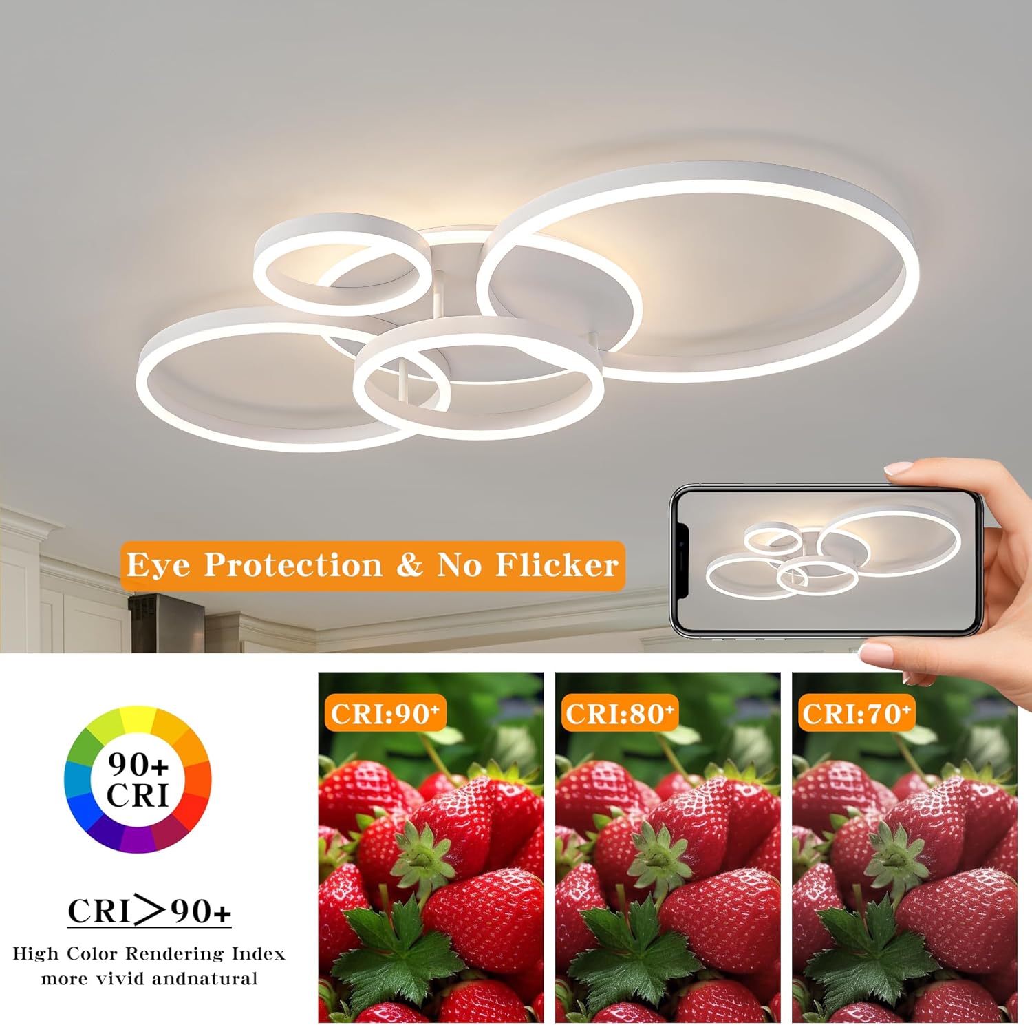 Lustra LED Beauty Circle White Gigant Echivalent 1200W Telecomanda