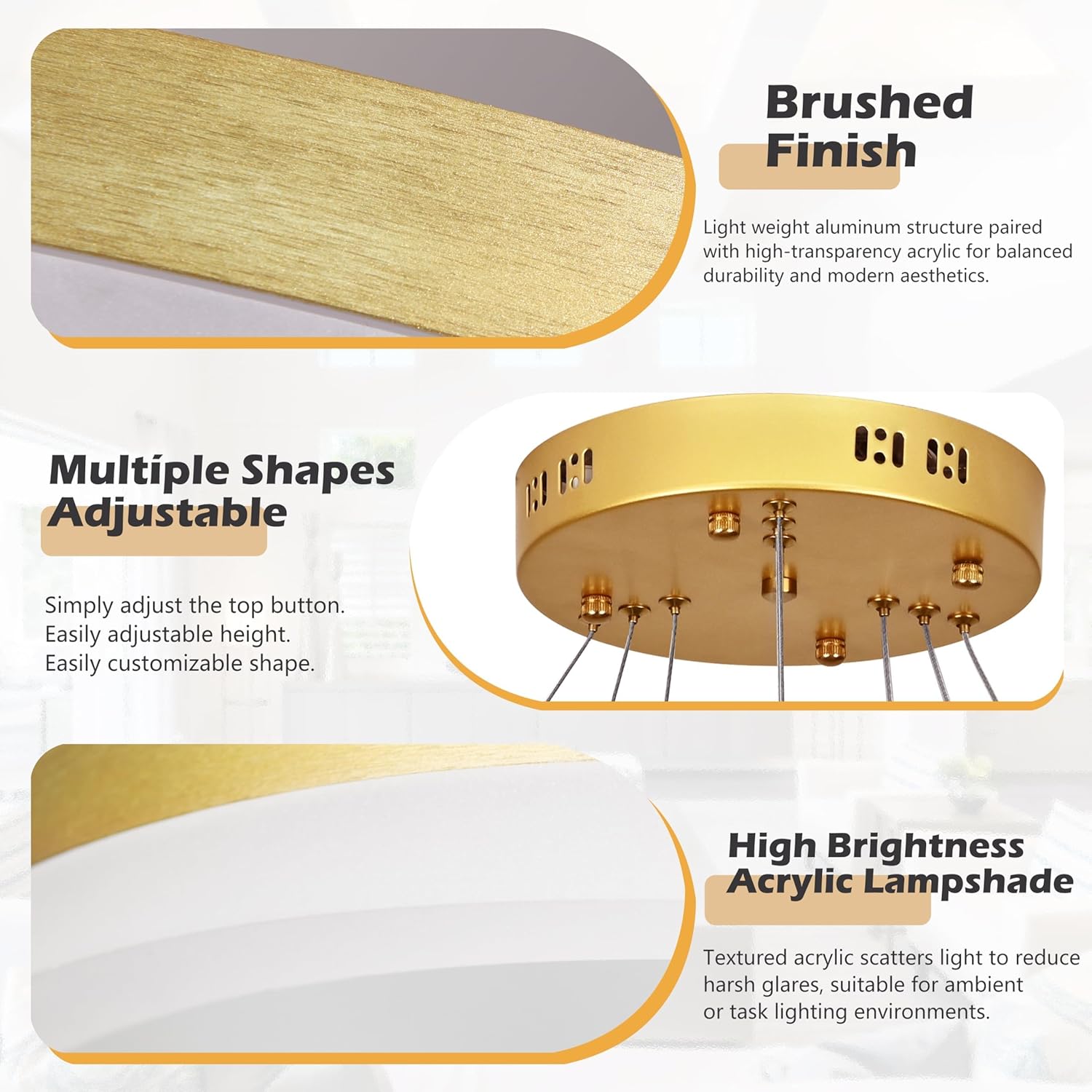 Lustra LED WONDERLAND Gold 3 Segmente Echivalent 600W Telecomanda