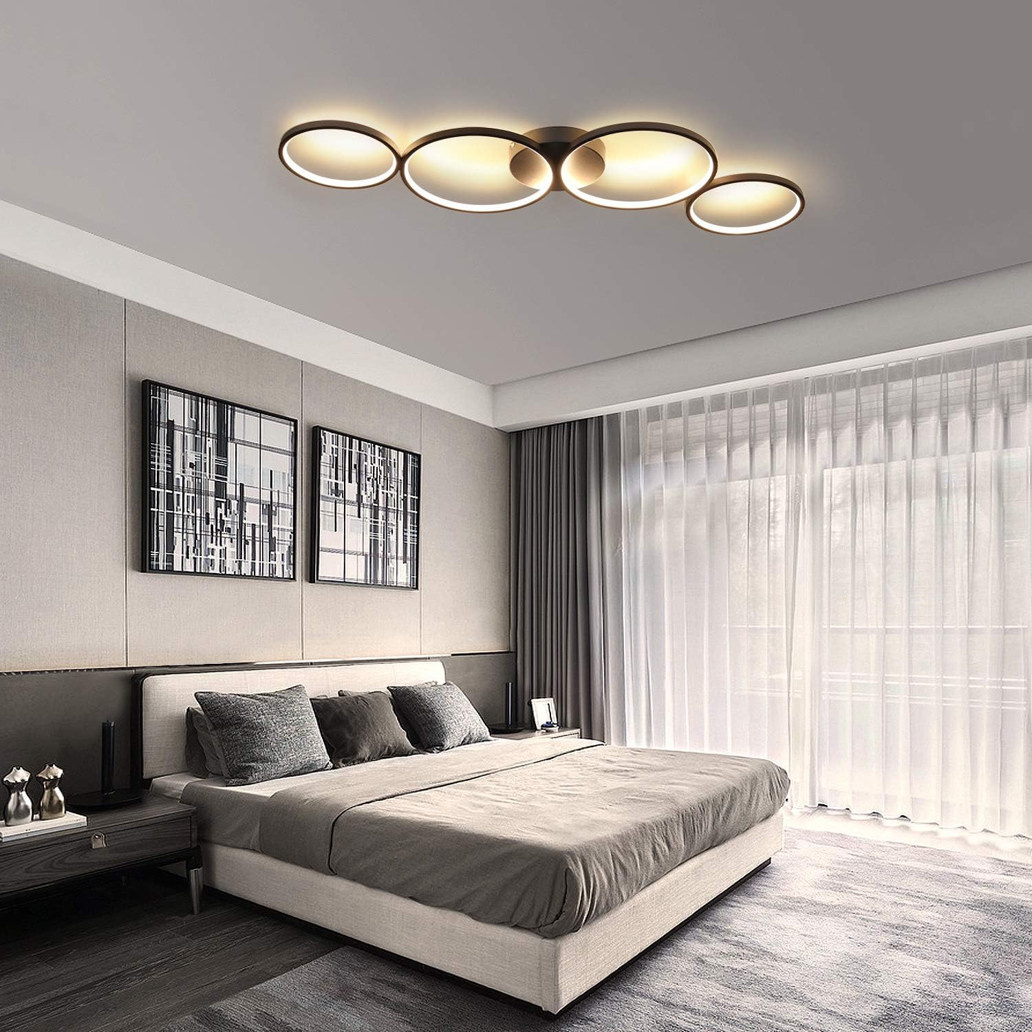 Lustra LED PREMIUM RONDO Black Echivalent 500W, 97cm, 3000K, Dimabila